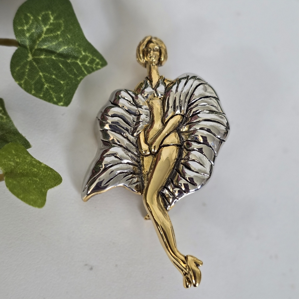 Vintage Gold and Silver Lady Brooch Pin